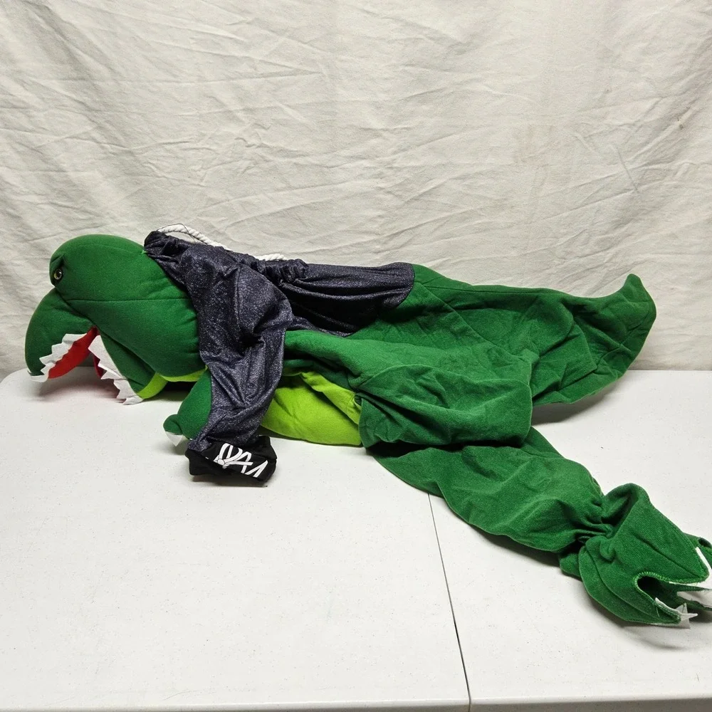 Spirit Halloween Ride-In Dinosaur Costume Kids One Size Green Plush Dino
